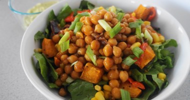 BBQ Chickpea and Roasted Vegetable Salad with Avocado Ranch Dressing (V, GF) | Busy Girl Healthy World